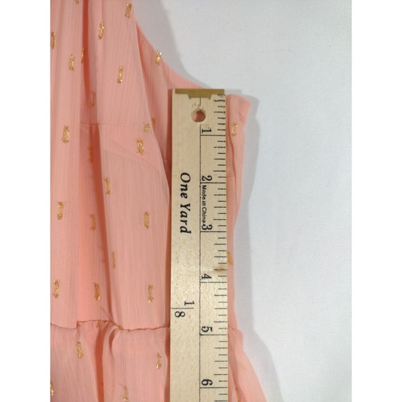 LC Lauren Conrad Peach Gold Polka Dot Chiffon Tiered Maxi‎ Dress Size 2X - Picture 9 of 12